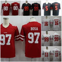 Вышитая версия ретро-футболки 49ers, легендарная элитная версия для фанатов второго поколения, бело-красная тренировочная форма