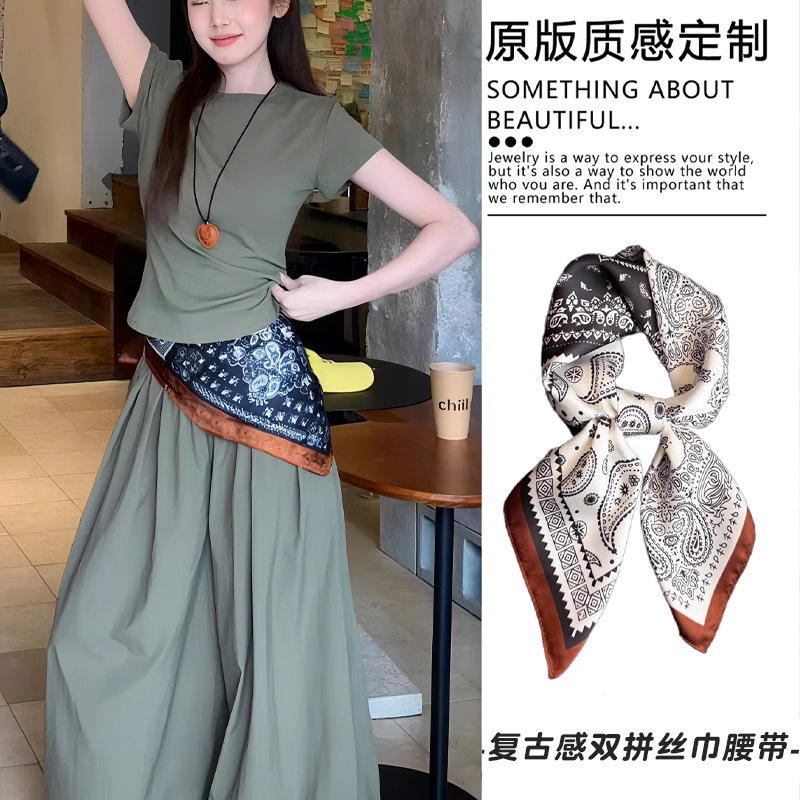 老钱风优雅搭配领巾小方巾70cm韩系新款丝巾女高级感复古百搭印花|undefined