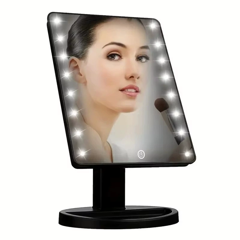 LED Dressing Mirror, Touch-Screen Portable Makeup Mirror, 16/22 LEDs, Rotatable with Storage Tray