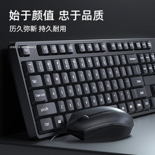 Computer Keyboard and Mouse Set Wired Desktop Notebook Office Silent Typing External Business