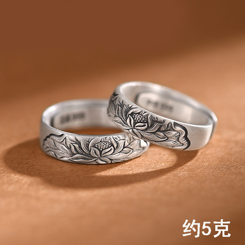 2024 new domineering national style lotus lotus fashion trend ring…