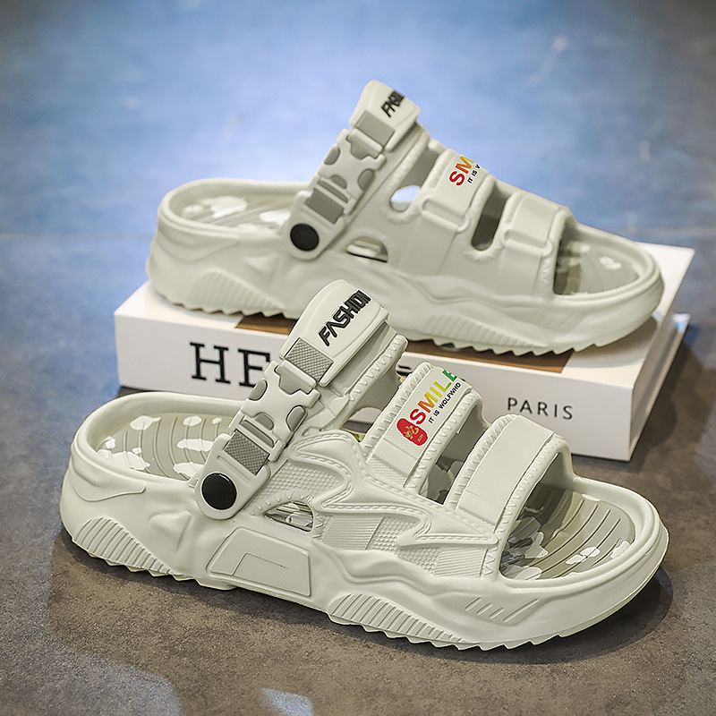 2025 verano nuevo estilo, uso exterior, conducción de doble uso, chanclas, suela gruesa, ejercicio, pisando heces, sandalias de playa, zapatos de hombre, cabello