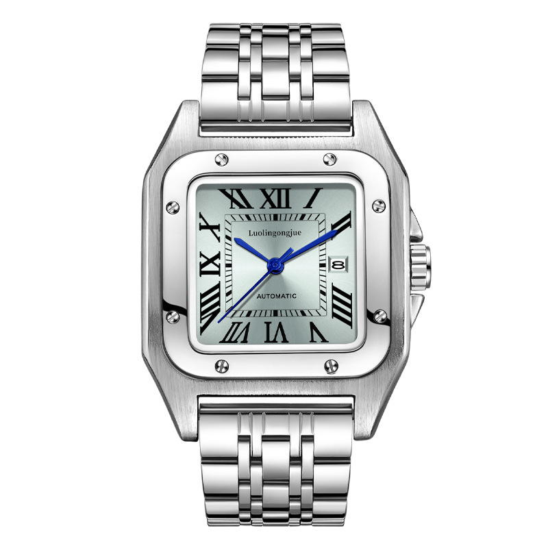 透かし彫りのストライプの山度士の全自動機械は男性の大気の大きい文字板の防水の機械の時計を卸売りして代行します。