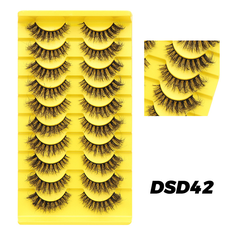 DINGSEN pestañas postizas fábrica transfronteriza modelos de explosión de suministro estable 10 pares de trajes gruesos modelos de maquillaje nude rizado natural