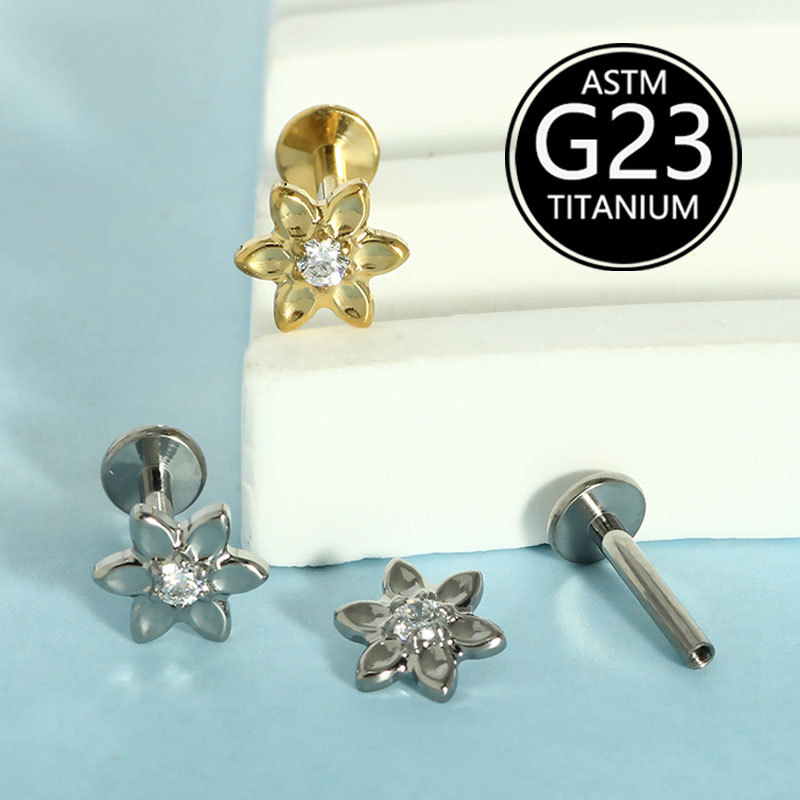 Pointed titanium steel lip stud product view
