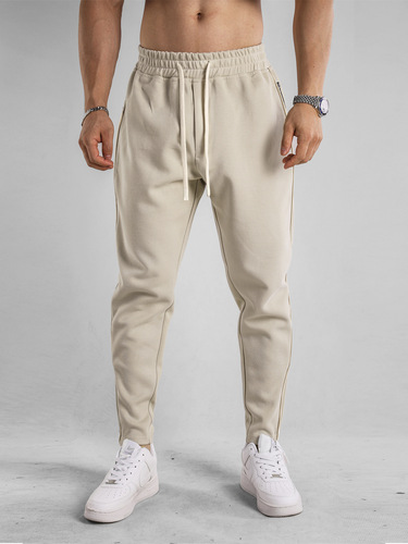 Spring and Autumn Cotton Long Trousers for Men - New Slim Fit Ankle Zipper Tied Pants for Casual Youth Fashion, Versatile for Sports and Outdoors