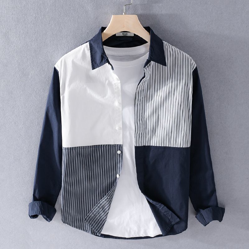 Summer fashionable thin Japanese two-tone trend shirt