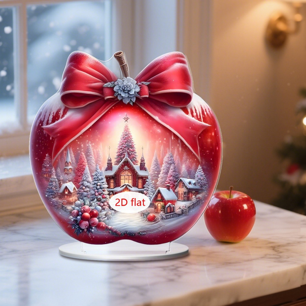 Nuevos productos transfronterizos Navidad Nochebuena Navidad Apple decoración decoración de escritorio decoración de Año Nuevo 2D acrílico