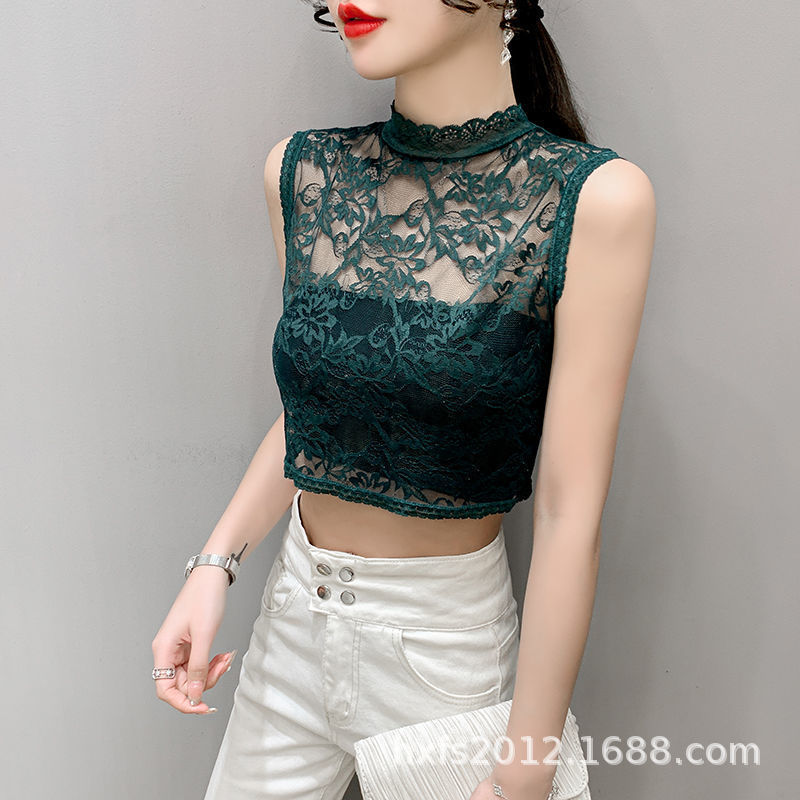 Lace Half Blouse Mesh Hollow Short Lace Fake Collar Inner Vest Women's Thin Base Shirt All-match Top Lace Half Blouse Mesh Hollow Short Lace Fake Collar Inner Vest Women's Thin Base Shirt All-match Top