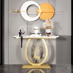 C 3 Small Apartment Light Luxury Rock Board Entrance Table Modern Simple Entrance Table Wall Table New Chinese-style Semi-round End