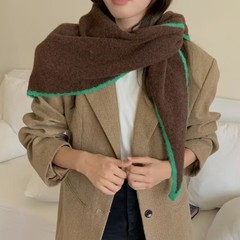 韩国含羊毛三角巾大披肩秋冬女轻奢高级感保暖针织三角巾毛线围巾