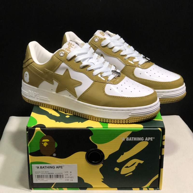 莆田Bape Sta 猿人头空军联名漫威黑白熊猫漆皮真皮男女低帮板鞋|undefined