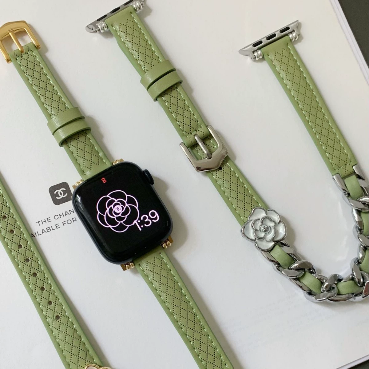 Кожаный ремешок с двойным кругом ромб для Камеллии Xiaoxiangfeng, подходит для Apple Watch iWatch 10/98 поколения 765SE