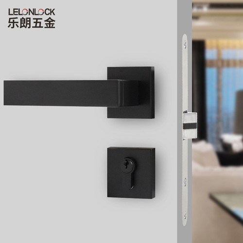 Wholesale gray and black door locks, bedroom door locks, universal wooden door locks, square split locks, magnetic silent door locks