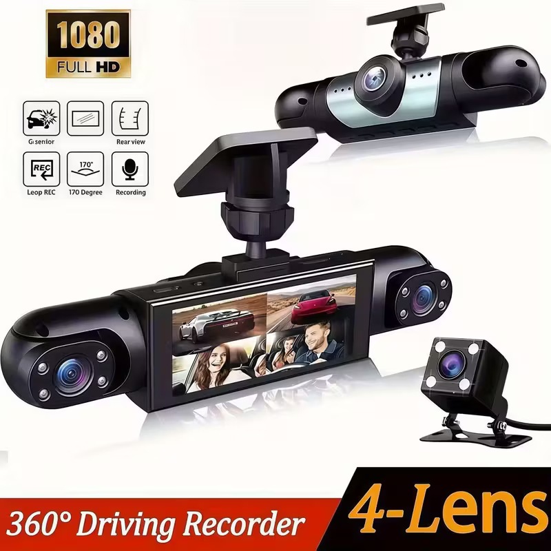 Four-Lens High-Definition Wifi Driving Recorder 360 ° Comprehensive Monitoring with Four Cameras Displaying and Recording Simultaneously 3.16