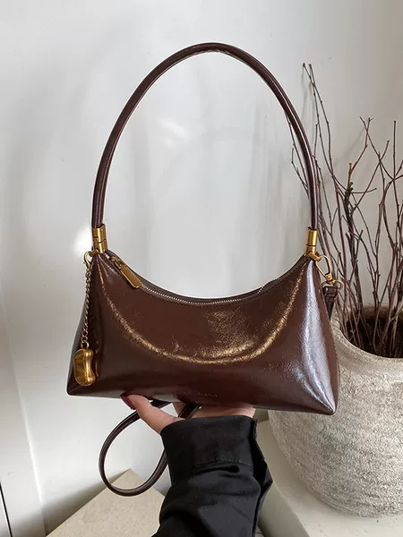 Cross-Border French Niche Crescent Bag Oil Wax Leather Armpit Bag for Women 2025 New Retro Design Single Shoulder Crossbody Bag
