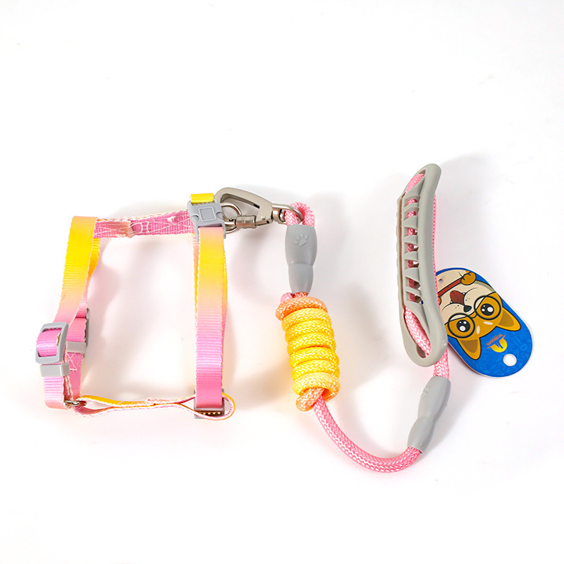 Correa de tracción en forma de I para gatos grandes, correa de tracción redonda con degradado de colores, correa para pasear gatos al aire libre, anti-strangulation, en paquete.