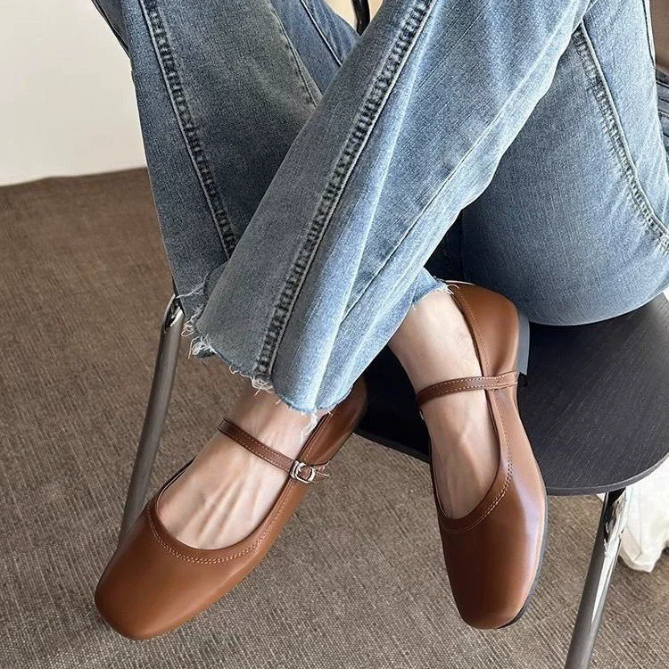 Неглубокие дышащие туфли на плоской подошве 2024, весна, осень и осень, новые бабушкиные туфли на низком каблуке, женские туфли в стиле ретро с хорошим внешним весом