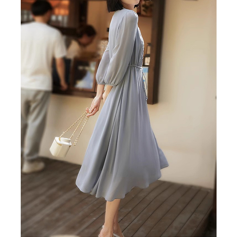 F9244 2770K VÁY ĐẦM LIỀN THÂN NỮ HANTDC THÊU HỌA TIẾT HOA THỜI TRANG NỮ LỤA TƠ TẰM G06 SẢN PHẨM MỚI
