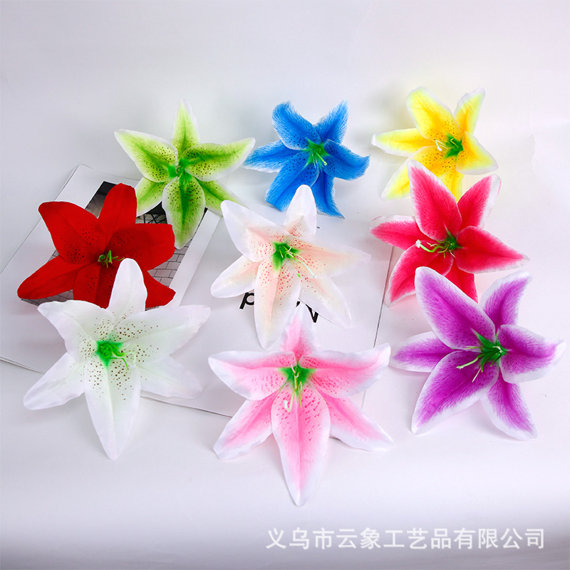 19cm 인공 백합 꽃 머리 실크 꽃 diy 홈 웨딩 장식 화환 꽃 벽 특별 가짜 꽃 공장 도매