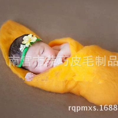 儿童摄影道具小香风羊毛毡针毡羊毛毯子新生儿宝宝拍摄毯子