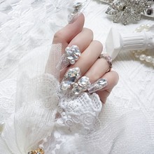 新款手工高级满钻穿戴甲长梯假指甲成品美甲贴片美甲梯形全贴甲片