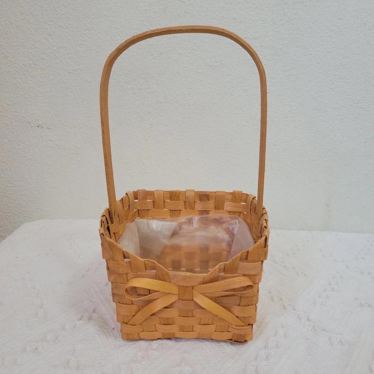 38 bowknot cesta de flores de madera cesta de flores decoración del hogar cesta de flores redonda pequeña cesta de flores sala de estar