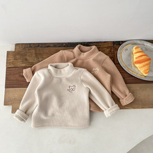 ins网红婴儿保暖衣冬装男宝宝加绒打底衫加厚半高领上衣百搭T袖冬