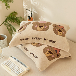 ✅ Pillow Cover Pure Cotton Pair of Gauze Pillow Covers Can Be Fixed to Prevent Falling Off and Prevent Head Oil Class a 2025 New Style