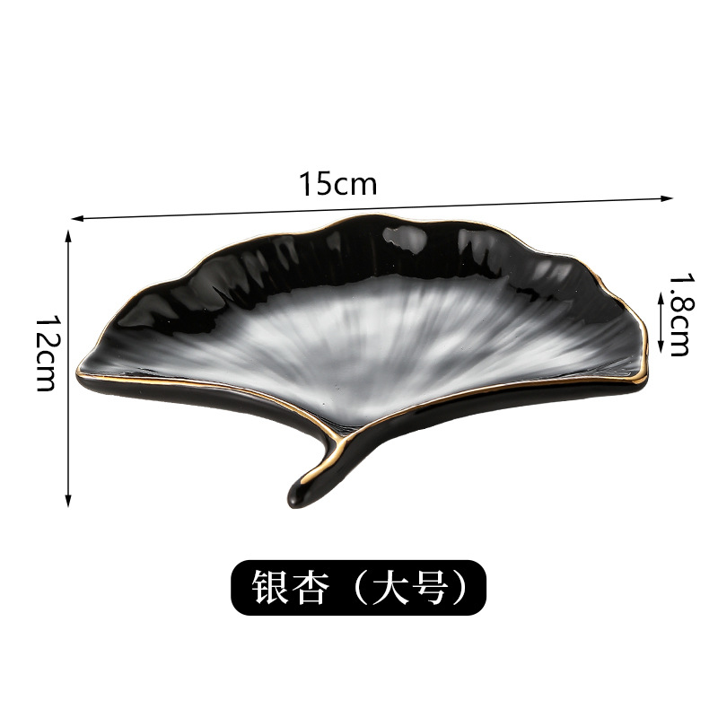 Plato de almacenamiento de cerámica creativa Placa de joyería de hoja de lujo placa de cerámica de almacenamiento de objetos pequeños