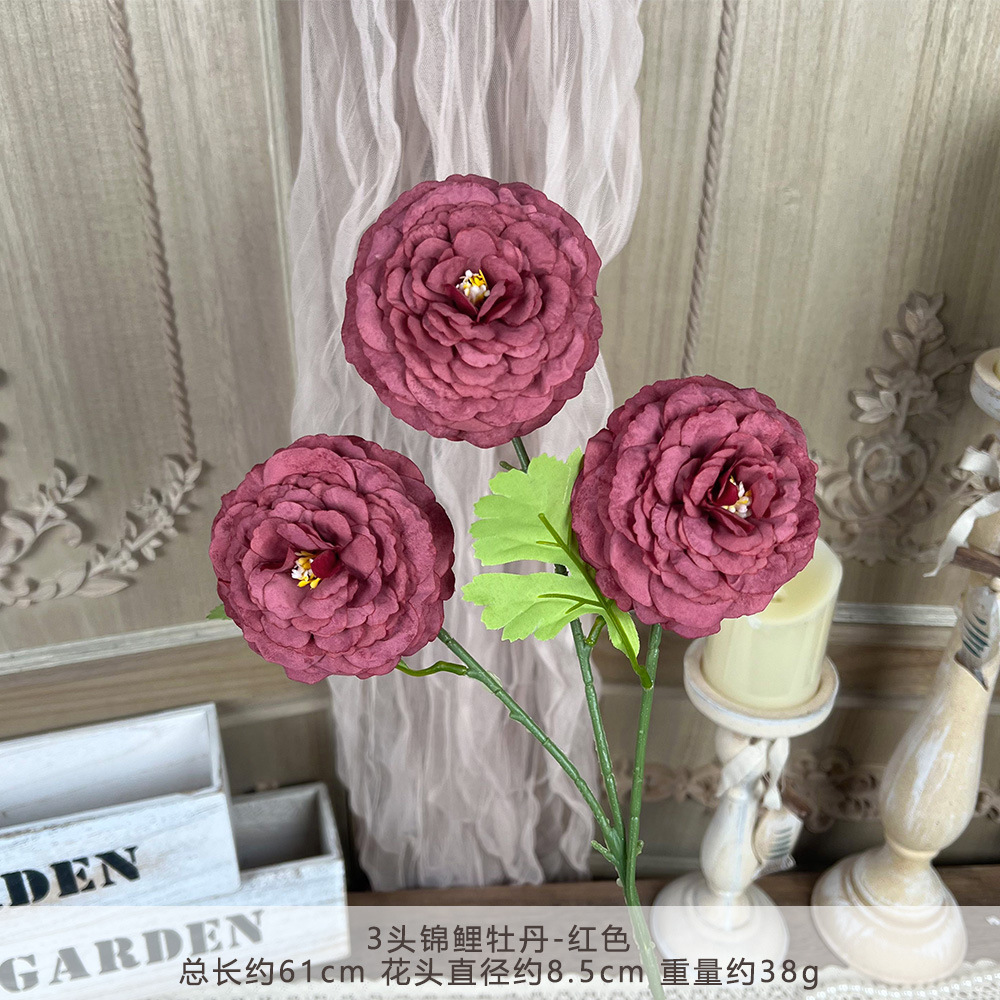 Hz-3 head koi peony - red