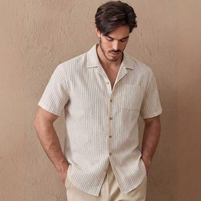 Exclusively for cross-border e-commerce, popular men's short-sleeve shirt, new summer casual non-iron striped shirt, breathable Exclusively for cross-border e-commerce, popular men's short-sleeve shirt, new summer casual non-iron striped shirt, breathable