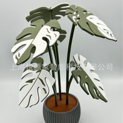 跨境新款Monstera plant龟背竹杯垫仿真绿植盆栽室内装饰植物打印