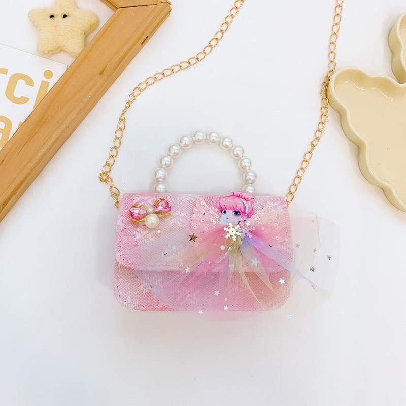 2025 nuevo bolso infantil bolso de perla princesa rosa bolso de hombro para niñas bolso de cambio