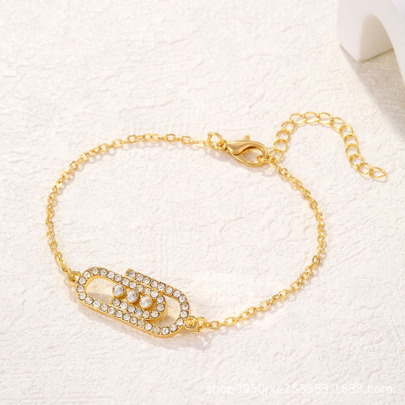 CDD Korean Niche Design Micro-inlaid Zircon Geometric Pclip Bracelet Female Temperament Simple High-end Bracelet