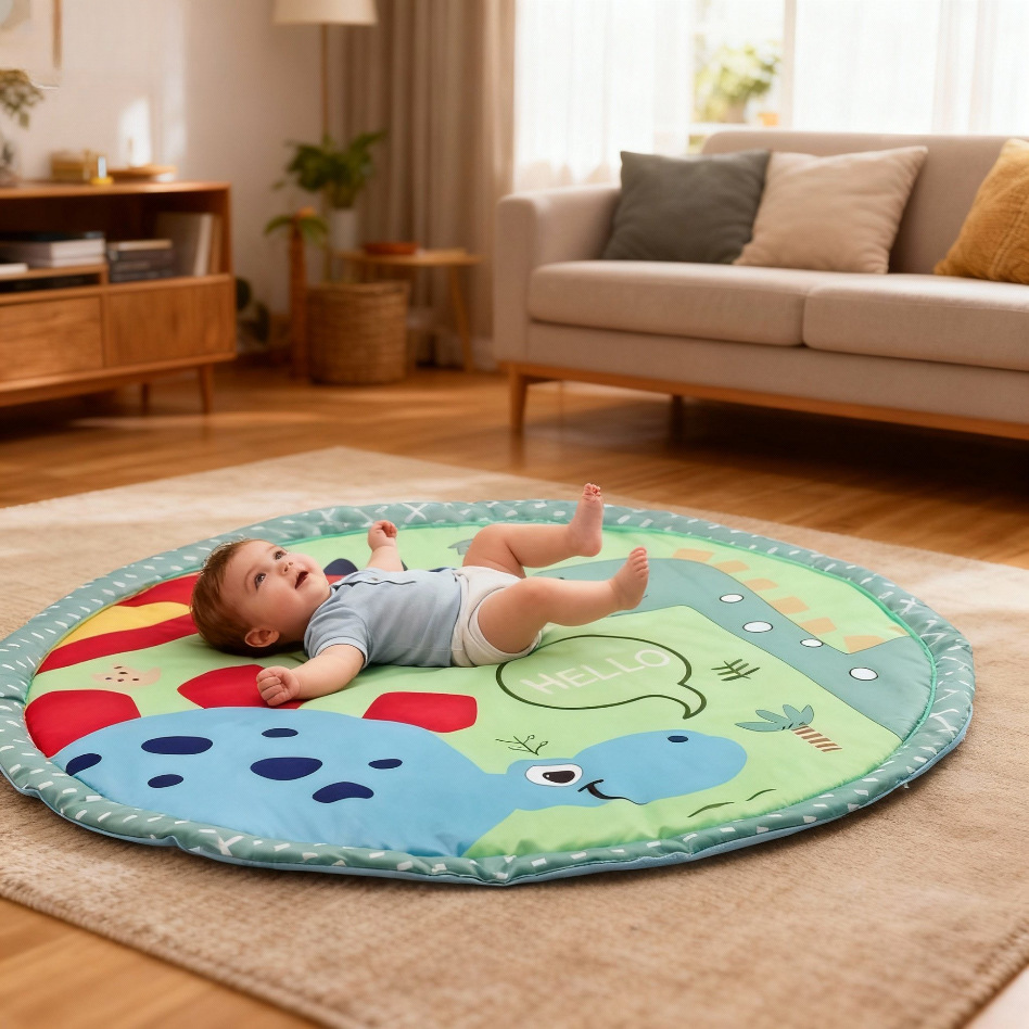 Cross-Border Children's Game Round Blanket Square Blanket Newborn Baby Crawling Floor Mat Toys Cross-Border Integrated Baby Fitness