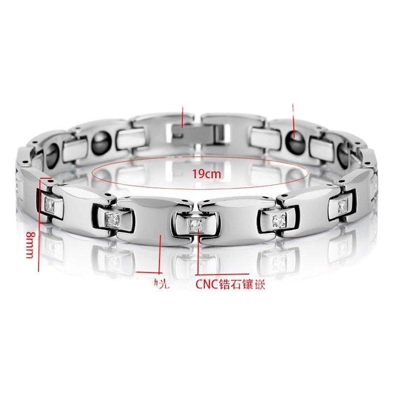 Pulsera de estilo coreano en stock al por mayor de acero de tungsteno con incrustaciones CNC ZIRCON par imán pulsera de San Valentín día pareja joyería