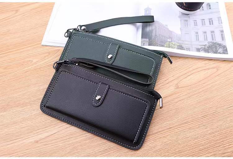 97g Weight Synthetic Leather Lining Material Zipper, Buckle Closure Type Long Wallet Bags Type Business Occasion Women's Solid Color Pu Leather Zipper Buckle Wallets