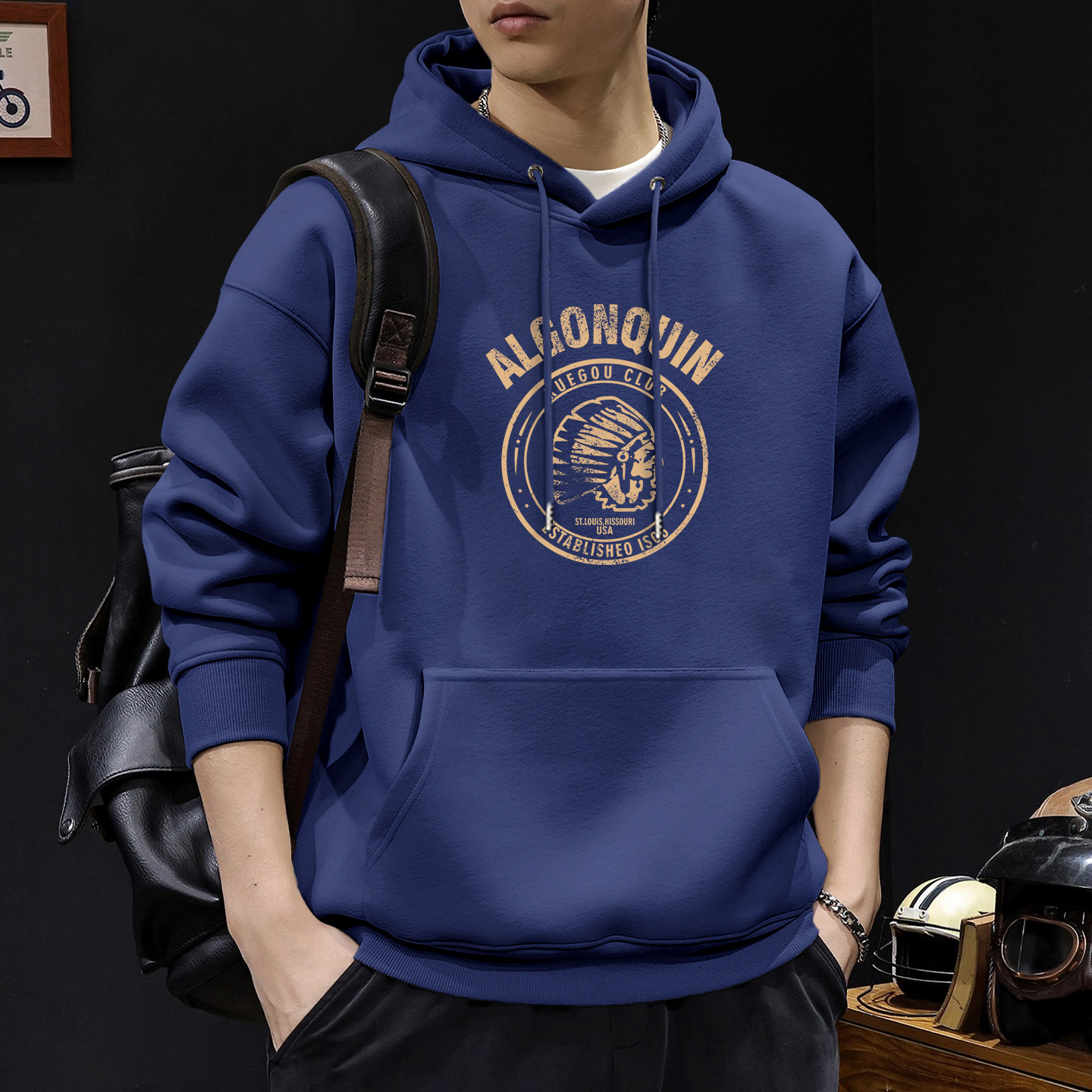 Chaqueta encapuchada masculina primavera y otoño marca de moda americana chaqueta de peso retrogrado chaqueta de pareja casual suelta camisa con sombrero de manga larga