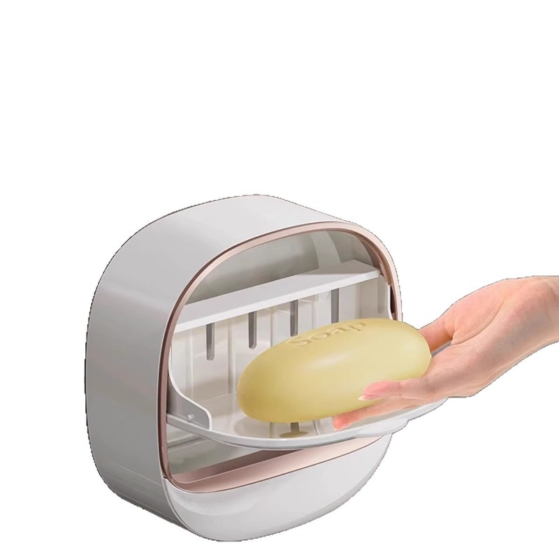 軽量高級石鹸箱石鹸箱家庭用ハイエンド収納ラック浴室トイレカバー付きパンチフリー壁掛け排水|undefined