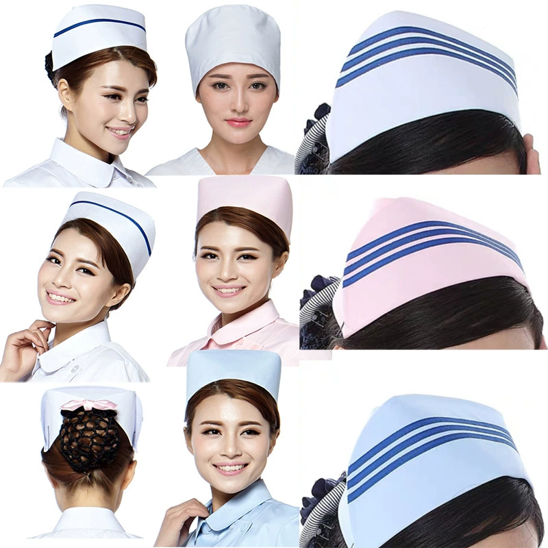 Шляпа медсестры женский белый дышащий регулируемый тонкий летняя медицинская школа больницы шляпа медсестра шляпа розовый синий