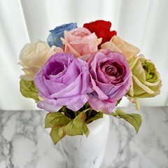 跨境新品仿真玫瑰花單支無紡布玫瑰假花婚慶裝飾家居花藝插花擺件