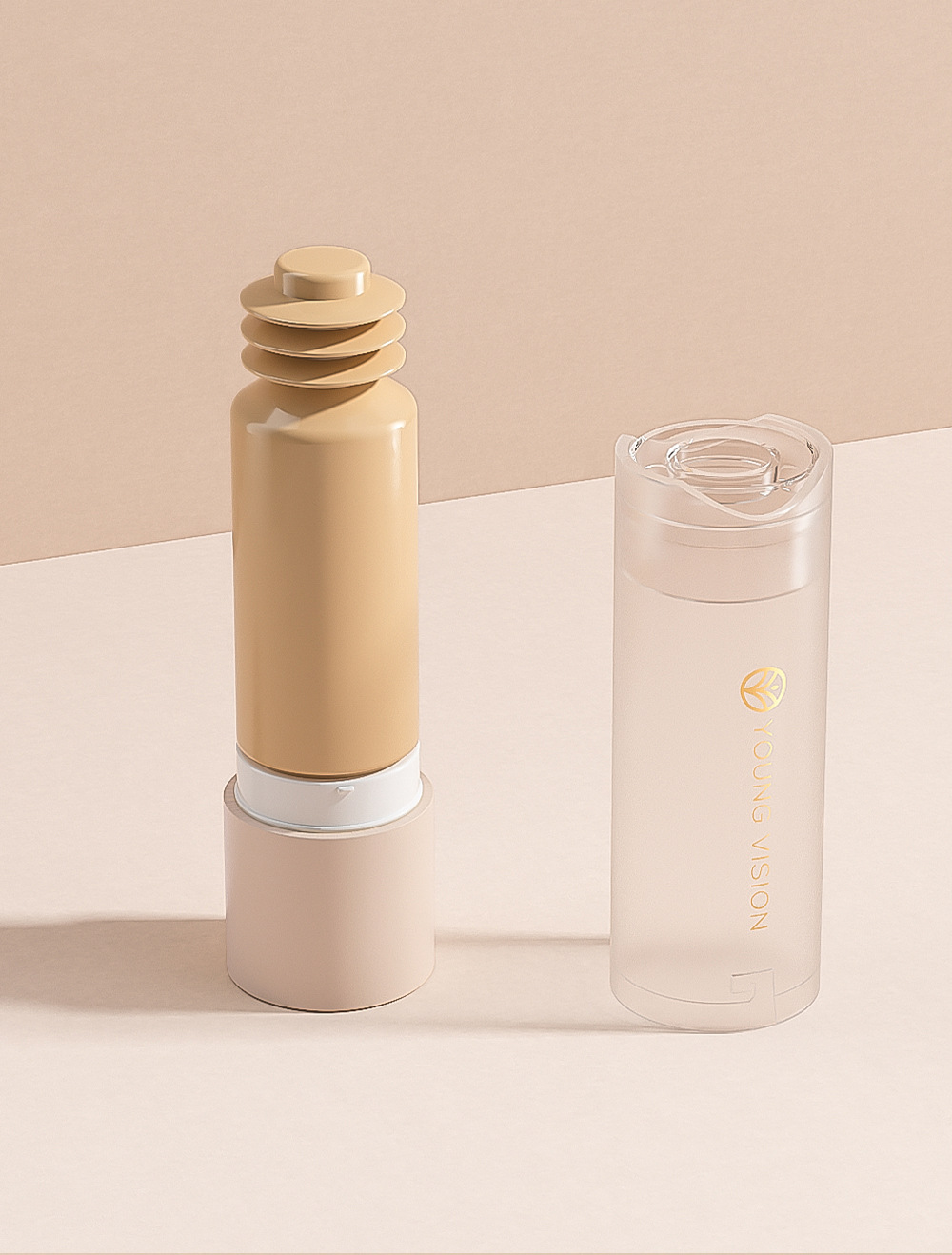 YOUNG VISION Bottom Press Foundation is a detachable matte facial base makeup liquid that is not prone to smudge undefined