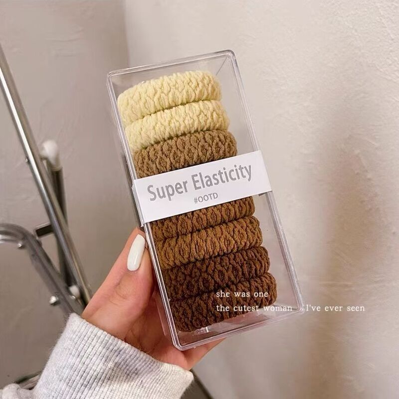 厚みのある高弾性ヘアリング女性のタオルリングポップコーンカラフルなハイエンドヘアリングポニーテールヘッドロープ女性のヘアロープ|undefined