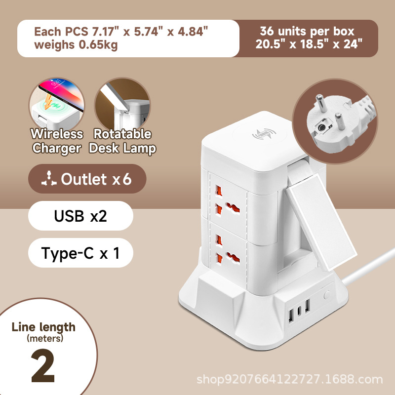 Estándar europeo-2 metros-2 capas/USB/cargador inalámbrico/luz nocturna