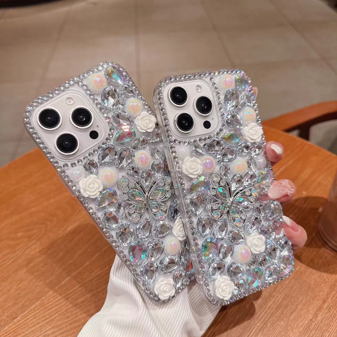 Suitable for Samsung S25Ultra Full Diamond Mobile Phone Case Diys24Ultra Stereo Rhinestone Butterfly Rhinestone Protective Cover