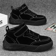 男鞋冬季加绒棉鞋工地工作防水防滑男士翻毛皮鞋运动厚底劳保潮鞋