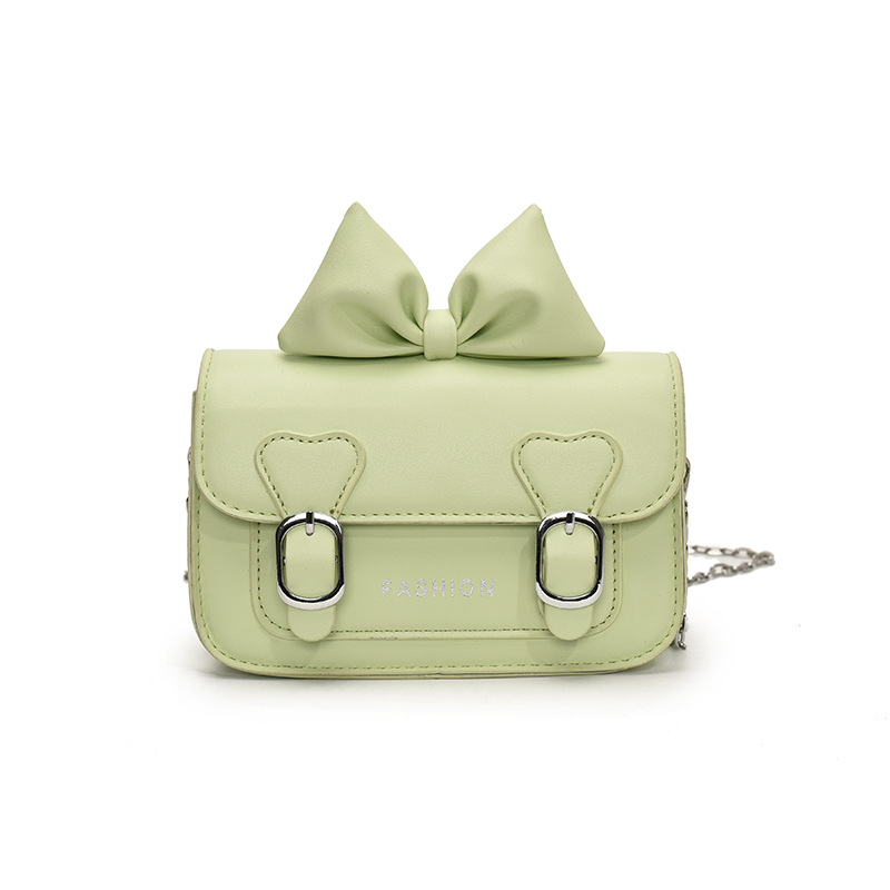 Versión coreana del bolso de hombro para niña con fragancia pequeña, bolso de mensajero para bebé con lazo lindo, bolso para niños con mini cadena de color sólido