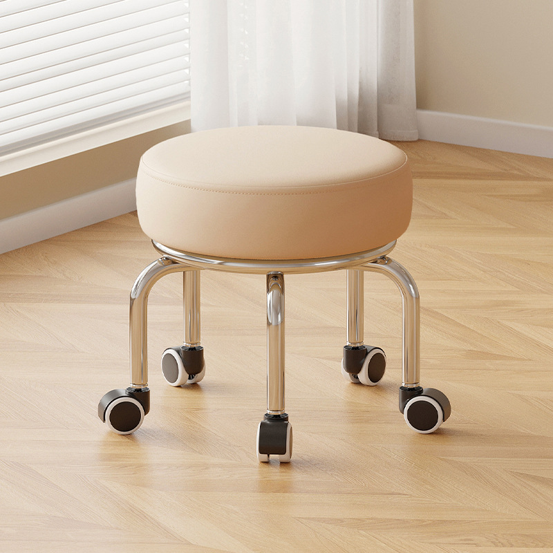 Polia doméstica taburete bajo rueda universal pequeño taburete silencioso rotativo taburete redondo móvil con artefacto moderno y simple