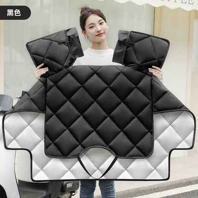 Vehicle Windproof Quilt, Summer Sun Protection, Motorcycle front windshield - black-thickened-all-season-double-sided-waterproof-double-sleeve-windproof